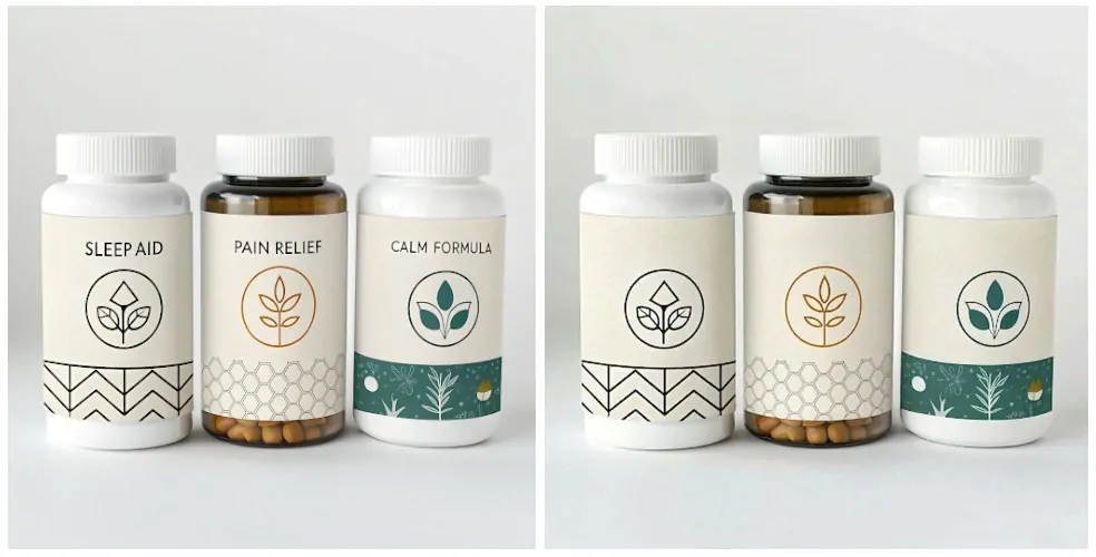 Side-by-side example of high-risk label text vs scrubbed label text for restricted category ads