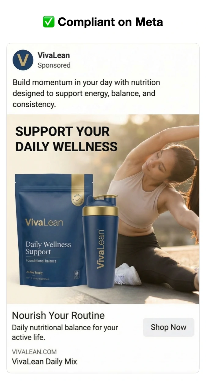 VivaLean clearly compliant ad full size